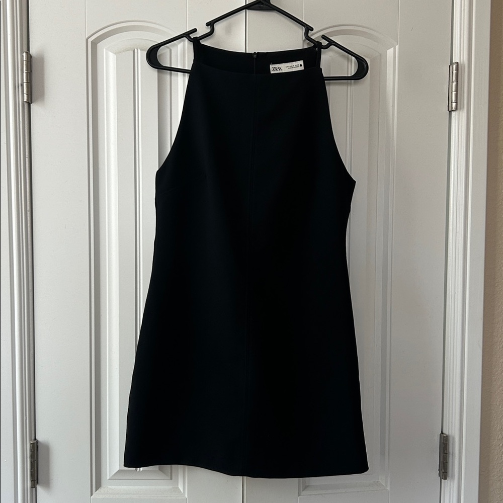 Zara Elegant Black Halter Mini Dress